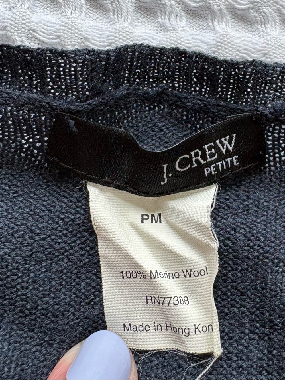 J.Crew Petite Navy Merino Wool Crewneck Button Front Cardigan Size PM - Picture 3 of 6